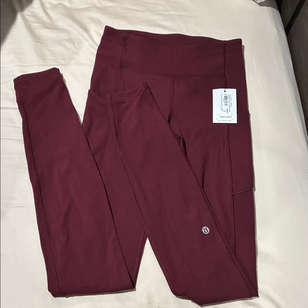 NWT lululemon athletica burgundy leggings Size 2 Tall